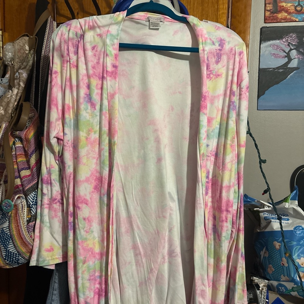 Colorful Tie-Dye Open Robe